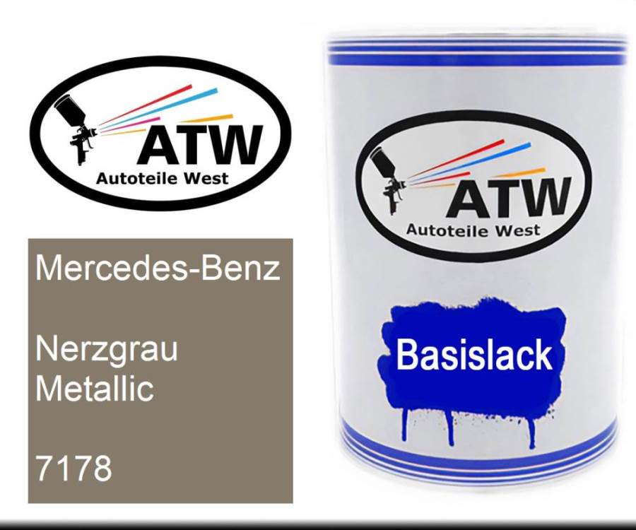 Mercedes-Benz, Nerzgrau Metallic, 7178: 500ml Lackdose, von ATW Autoteile West.